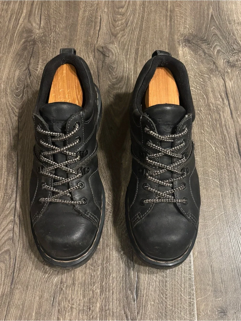 VTG Dr. Martens Finnegan Docs Chunky Oxford Black Leather Shoes Mens Size 10